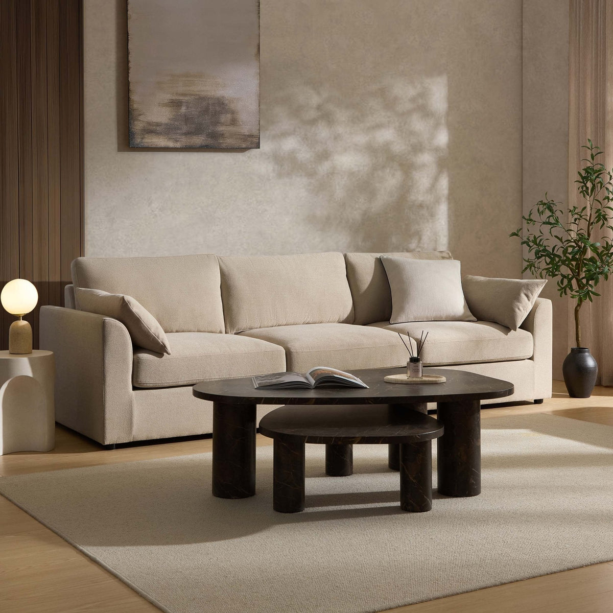 Dusklia - Miami 3 Seater Sofa - Chenille Oatmeal