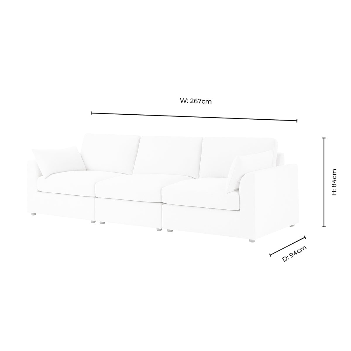 Dusklia - Miami 3 Seater Sofa - Chenille Oatmeal