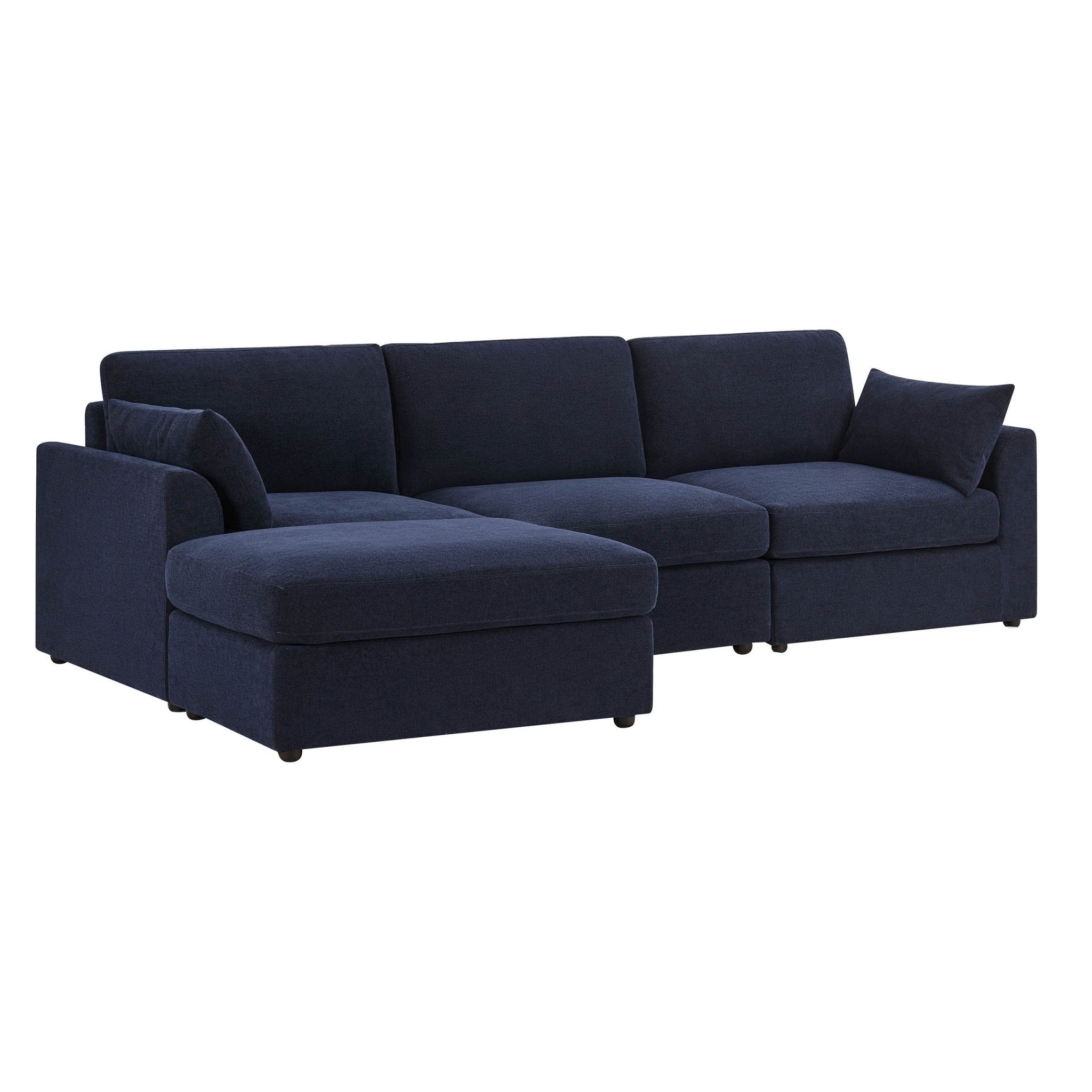 Dusklia - Miami Left Hand Chaise Sofa - Chenille Navy