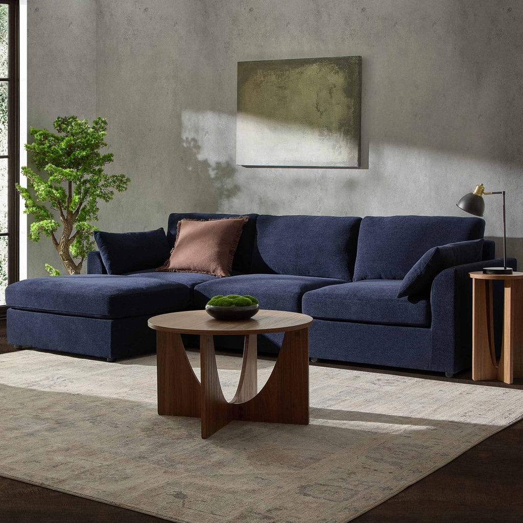 Dusklia - Miami Left Hand Chaise Sofa - Chenille Navy