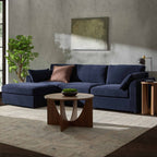 Dusklia - Miami Left Hand Chaise Sofa - Chenille Navy