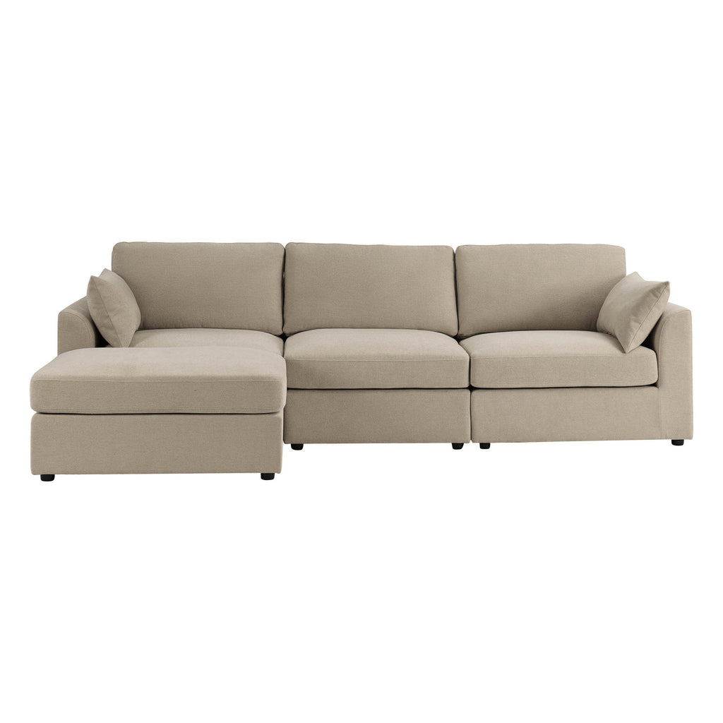 Dusklia - Miami Left Hand Chaise Sofa - Chenille Oatmeal