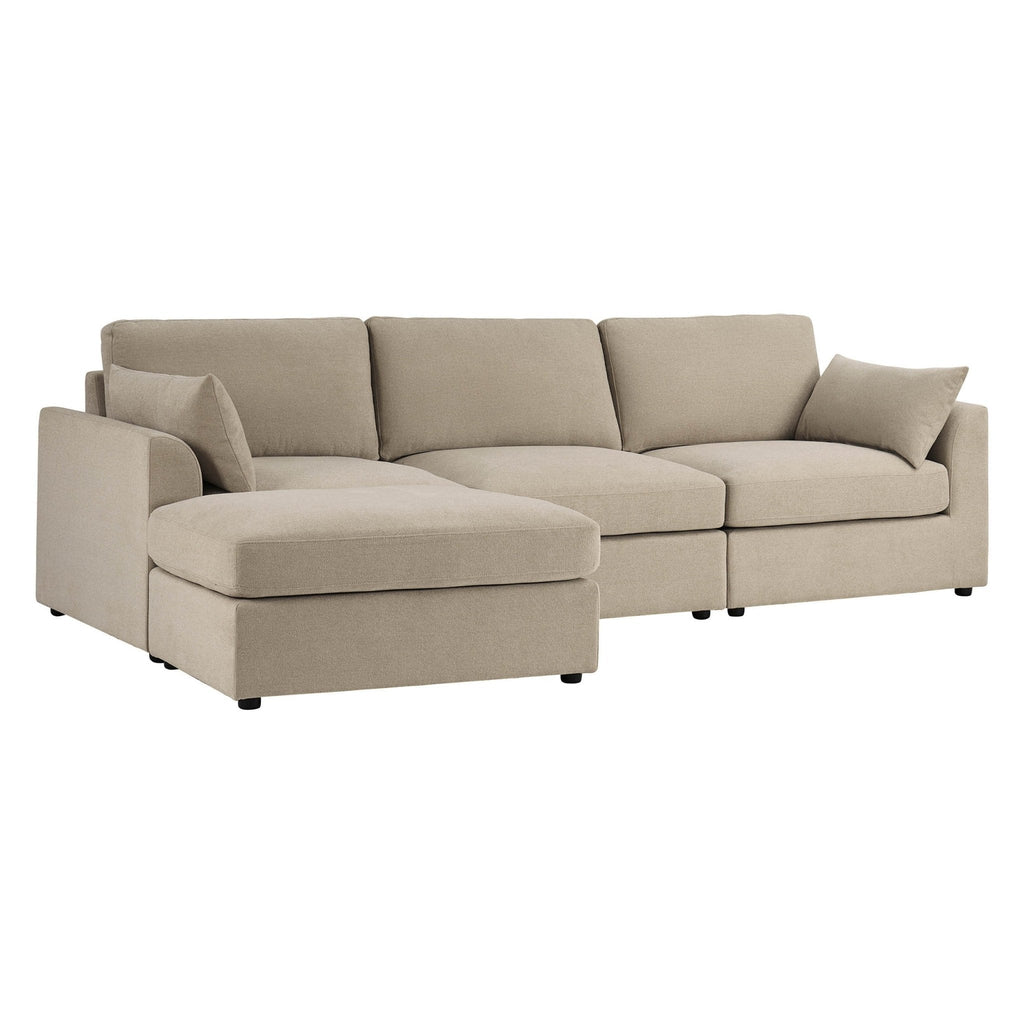 Dusklia - Miami Left Hand Chaise Sofa - Chenille Oatmeal