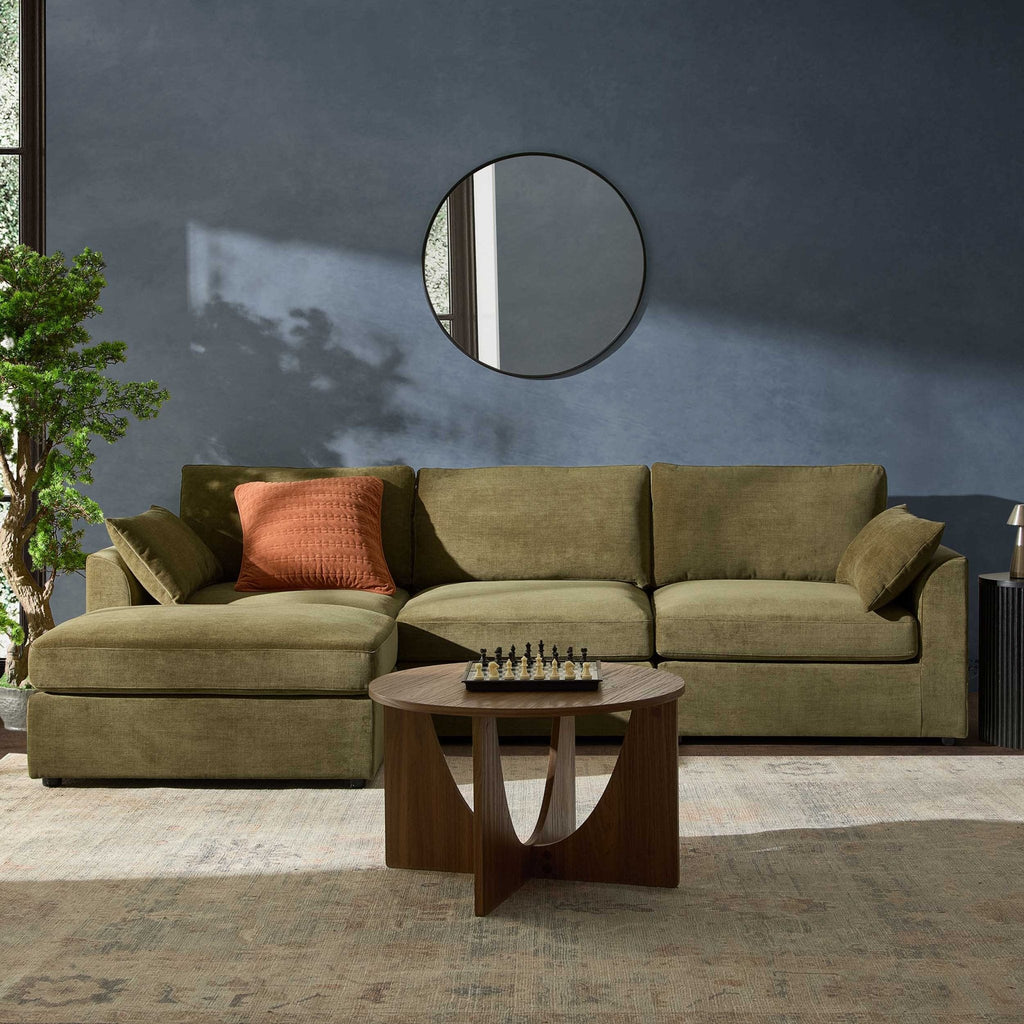 Dusklia - Miami Left Hand Chaise Sofa - Chenille Olive