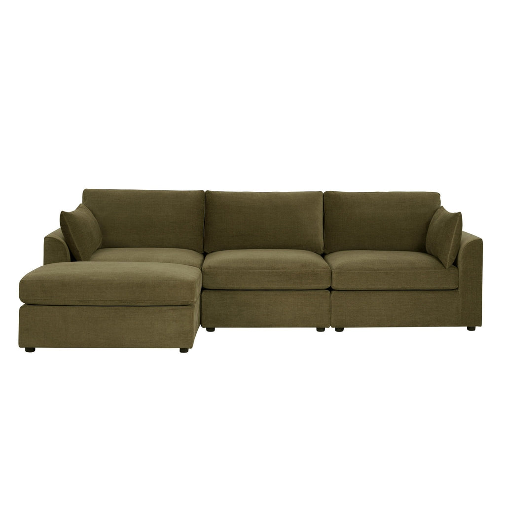 Dusklia - Miami Left Hand Chaise Sofa - Chenille Olive