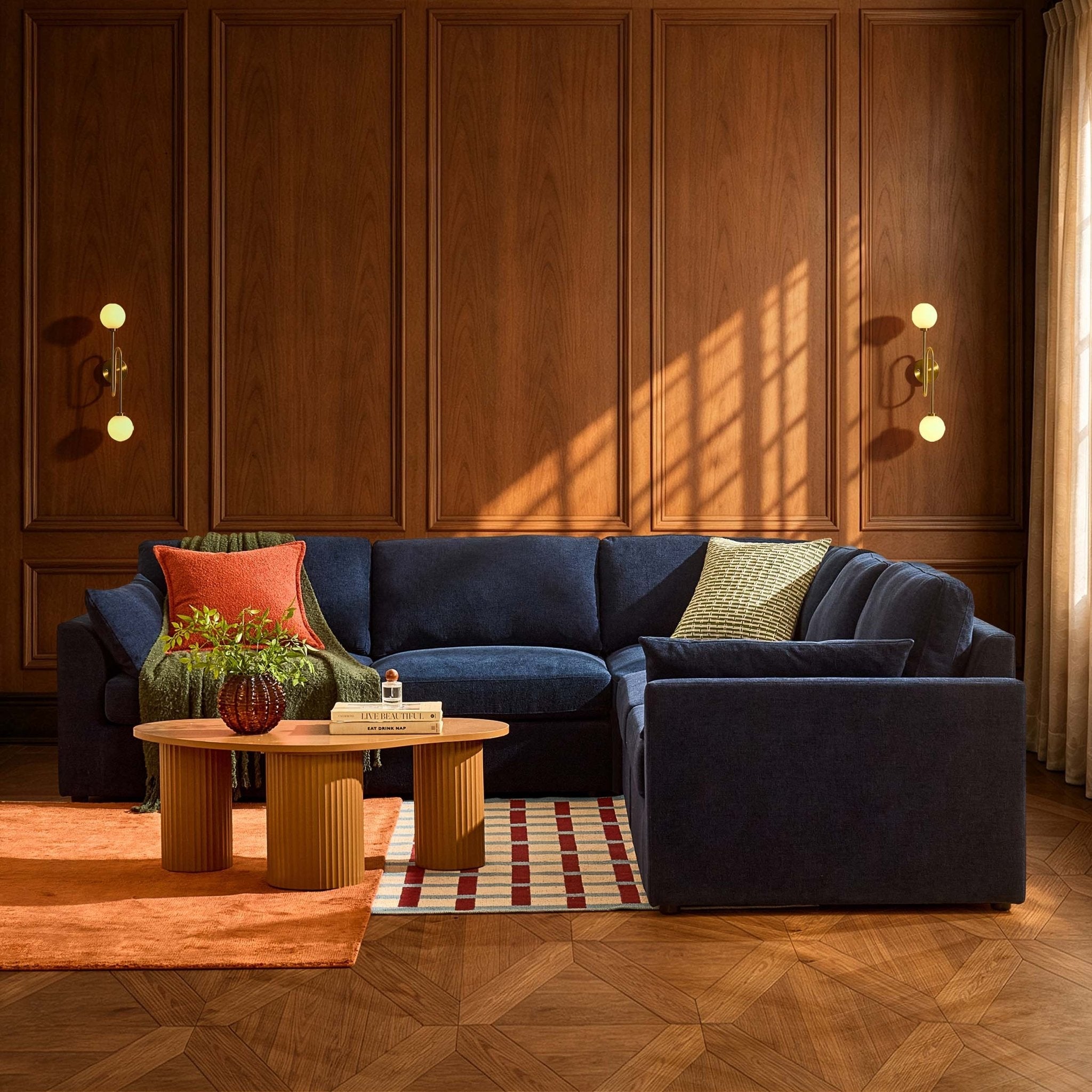 Dusklia - Miami Left Hand Corner Sofa - Chenille Navy