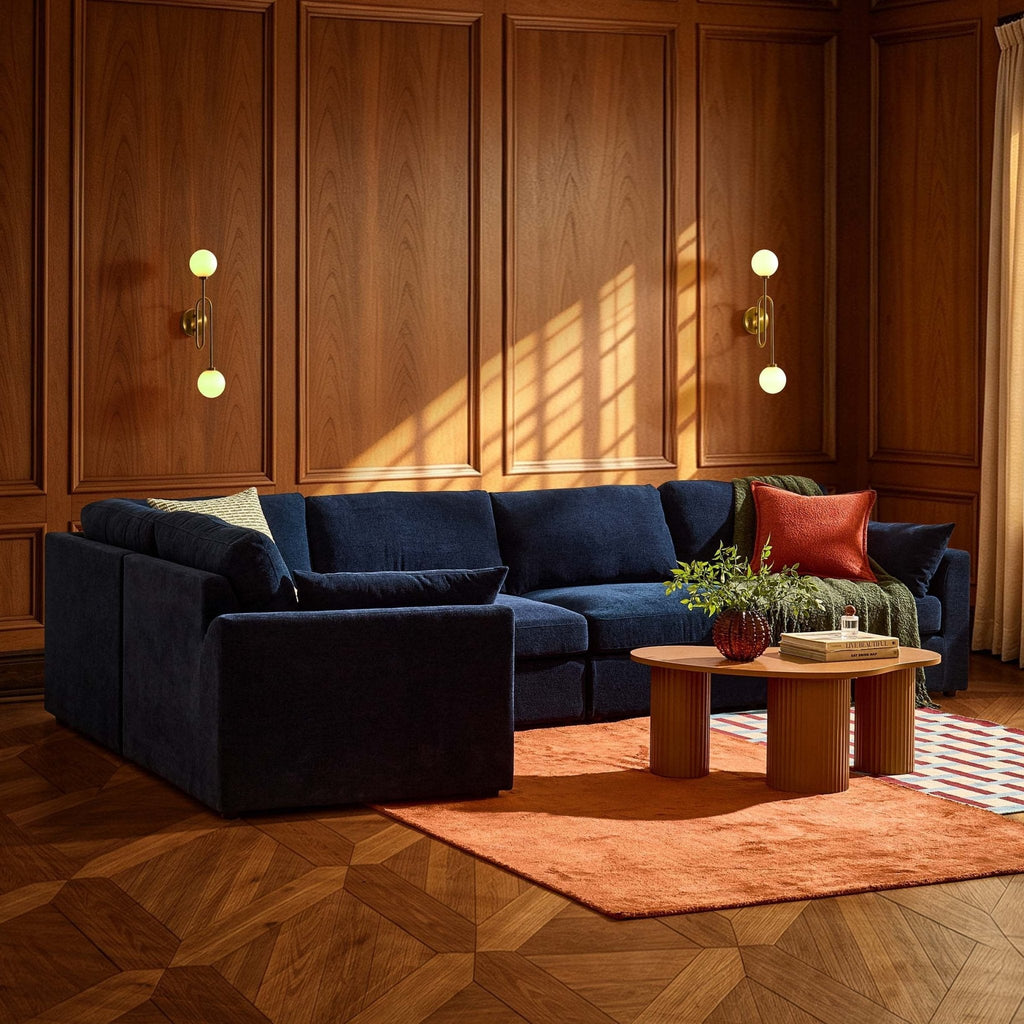 Dusklia - Miami Left Hand Large L-Shape Sofa - Chenille Navy