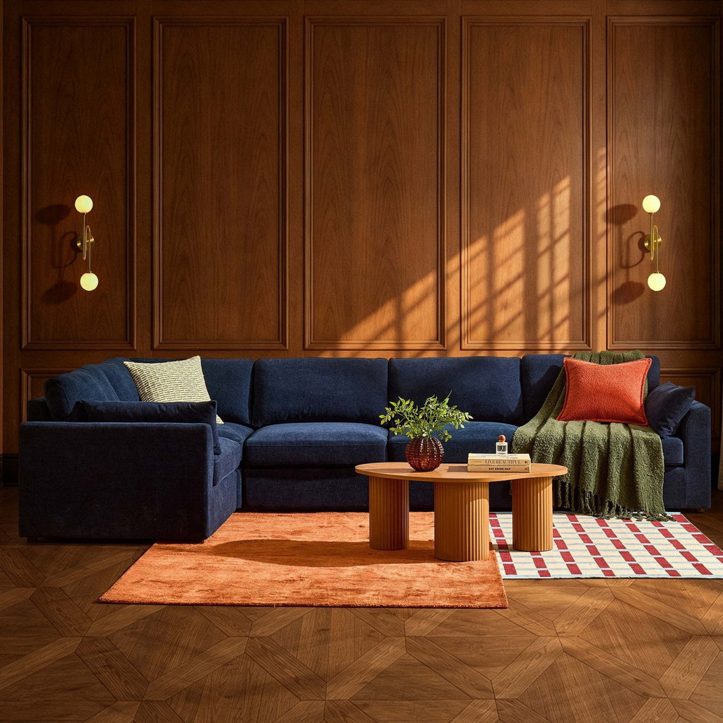 Dusklia - Miami Left Hand Large L-Shape Sofa - Chenille Navy