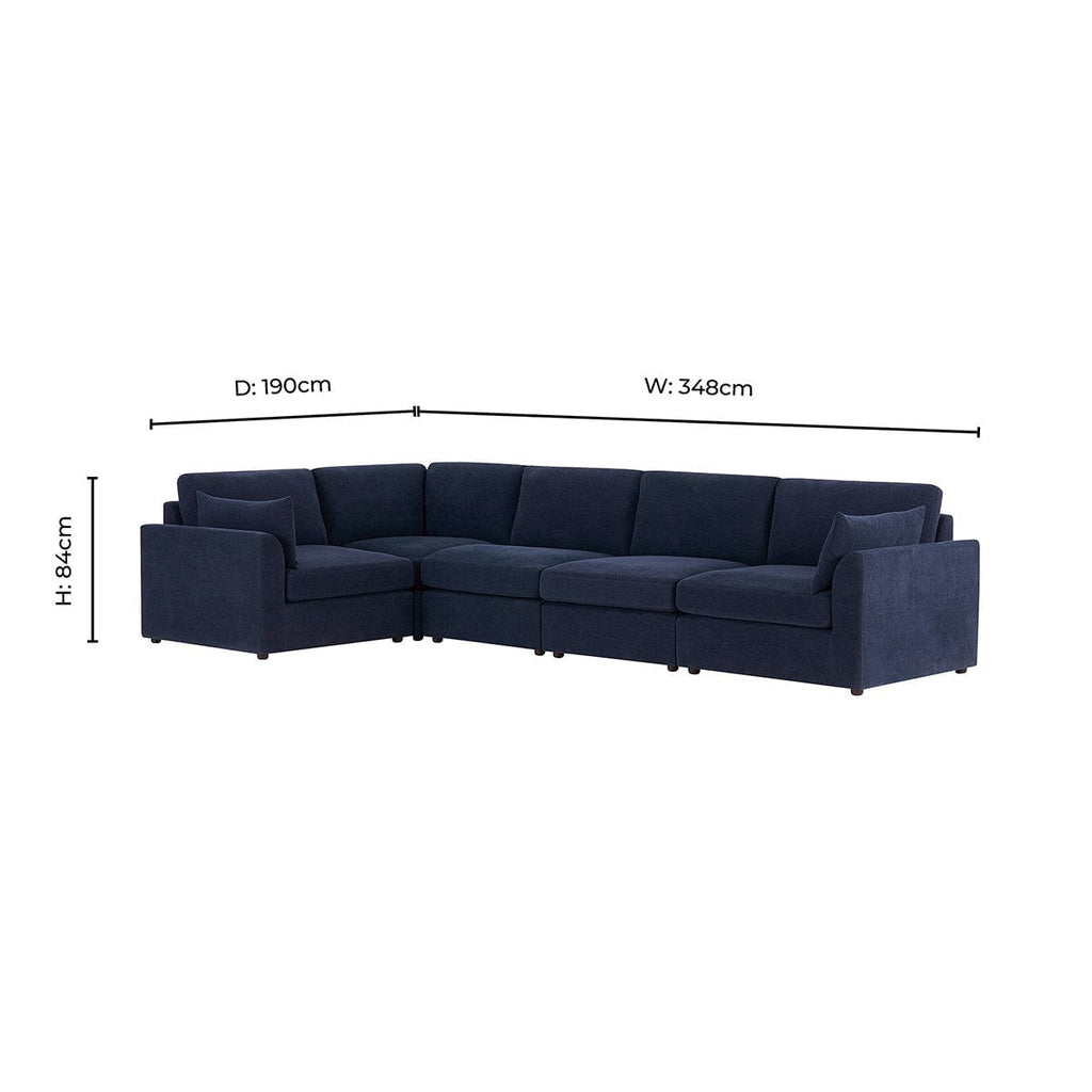 Dusklia - Miami Left Hand Large L-Shape Sofa - Chenille Navy