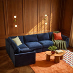 Dusklia - Miami Left Hand Large L-Shape Sofa - Chenille Navy