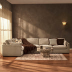 Dusklia - Miami Left Hand Large L-Shape Sofa - Chenille Oatmeal