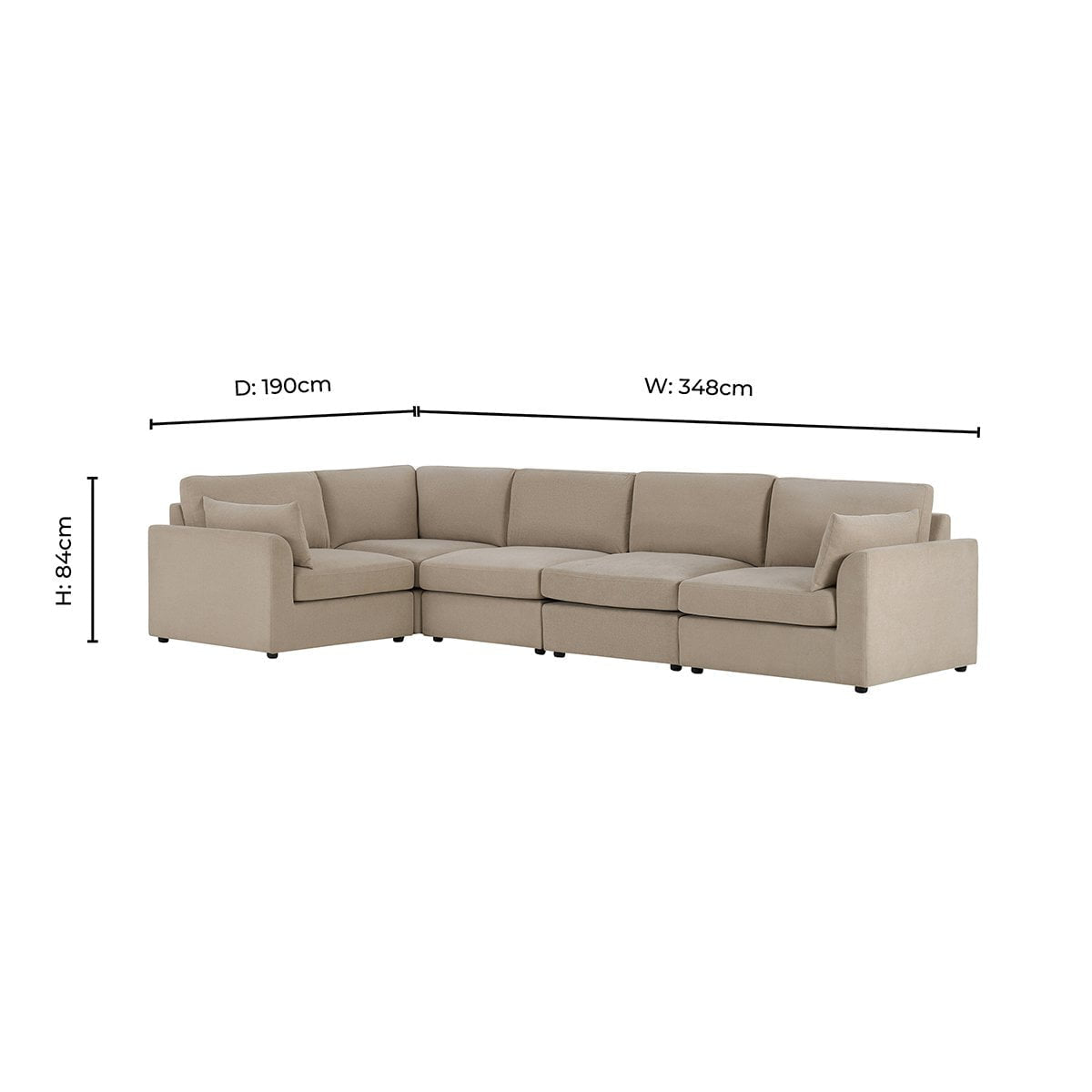 Dusklia - Miami Left Hand Large L-Shape Sofa - Chenille Oatmeal