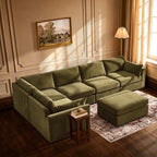 Dusklia - Miami Left Hand Large L-Shape Sofa - Chenille Olive