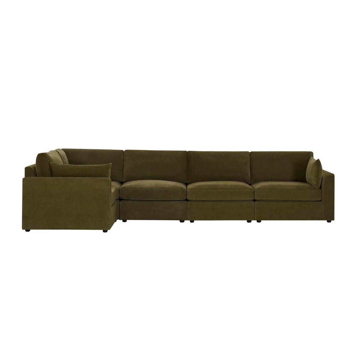 Dusklia - Miami Left Hand Large L-Shape Sofa - Chenille Olive