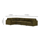 Dusklia - Miami Left Hand Large L-Shape Sofa - Chenille Olive