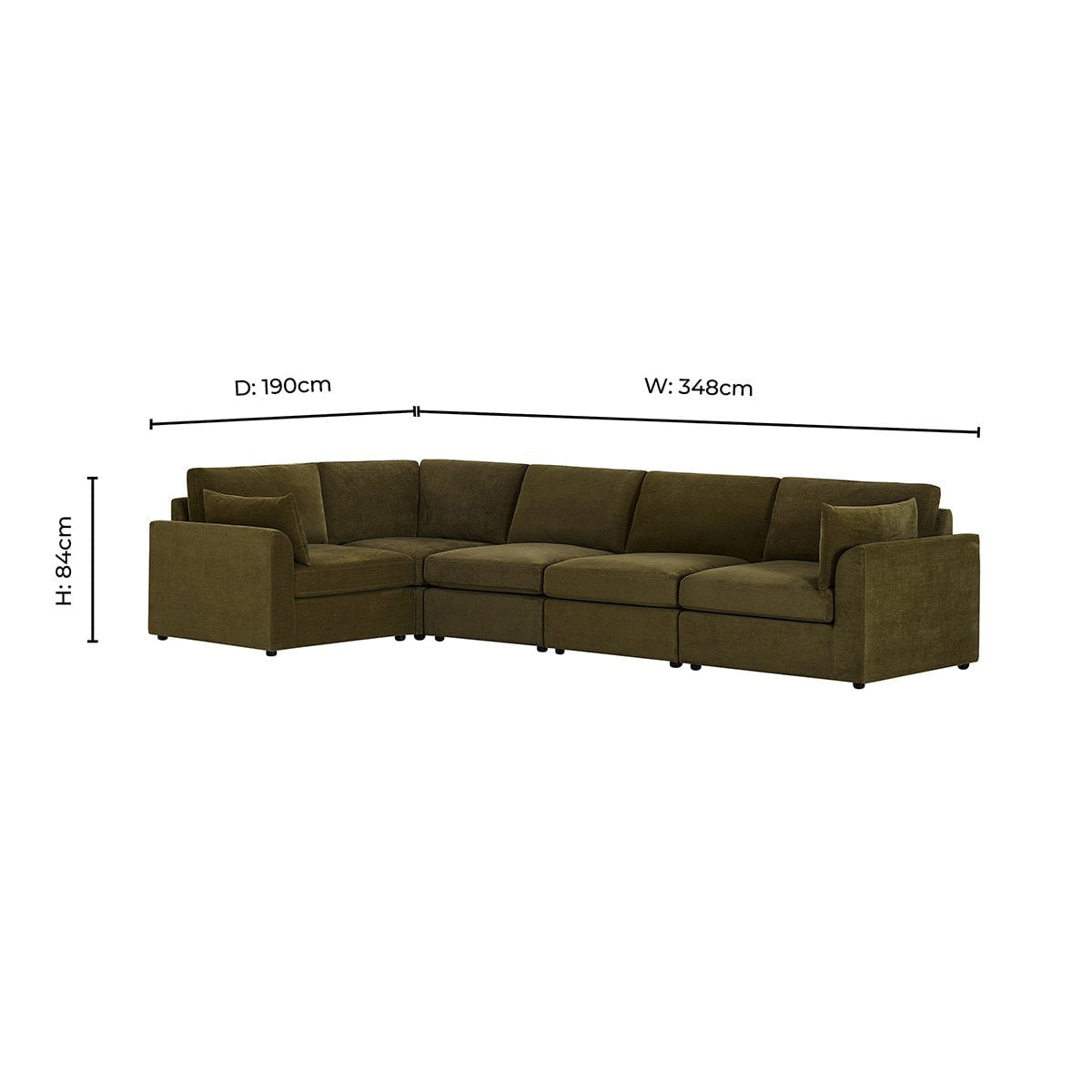Dusklia - Miami Left Hand Large L-Shape Sofa - Chenille Olive