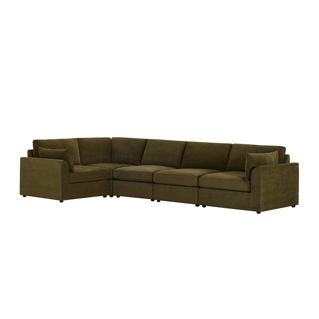 Dusklia - Miami Left Hand Large L-Shape Sofa - Chenille Olive