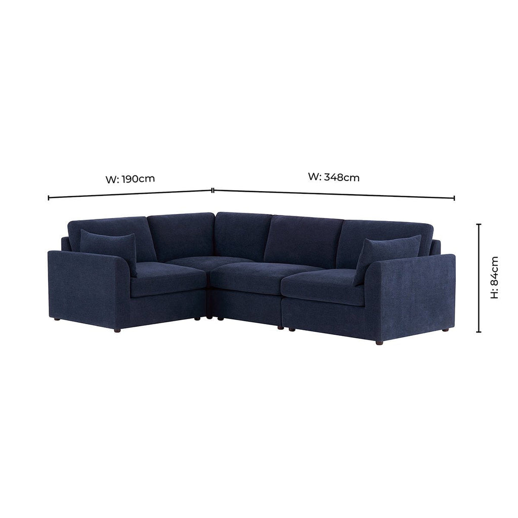 Dusklia - Miami Left Hand Small L-Shape Sofa - Chenille Navy