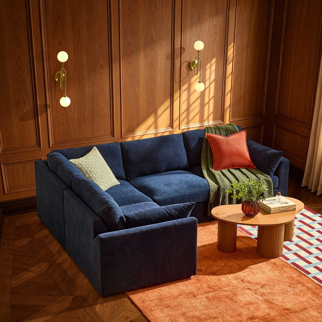 Dusklia - Miami Left Hand Small L-Shape Sofa - Chenille Navy