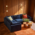 Dusklia - Miami Left Hand Small L-Shape Sofa - Chenille Navy