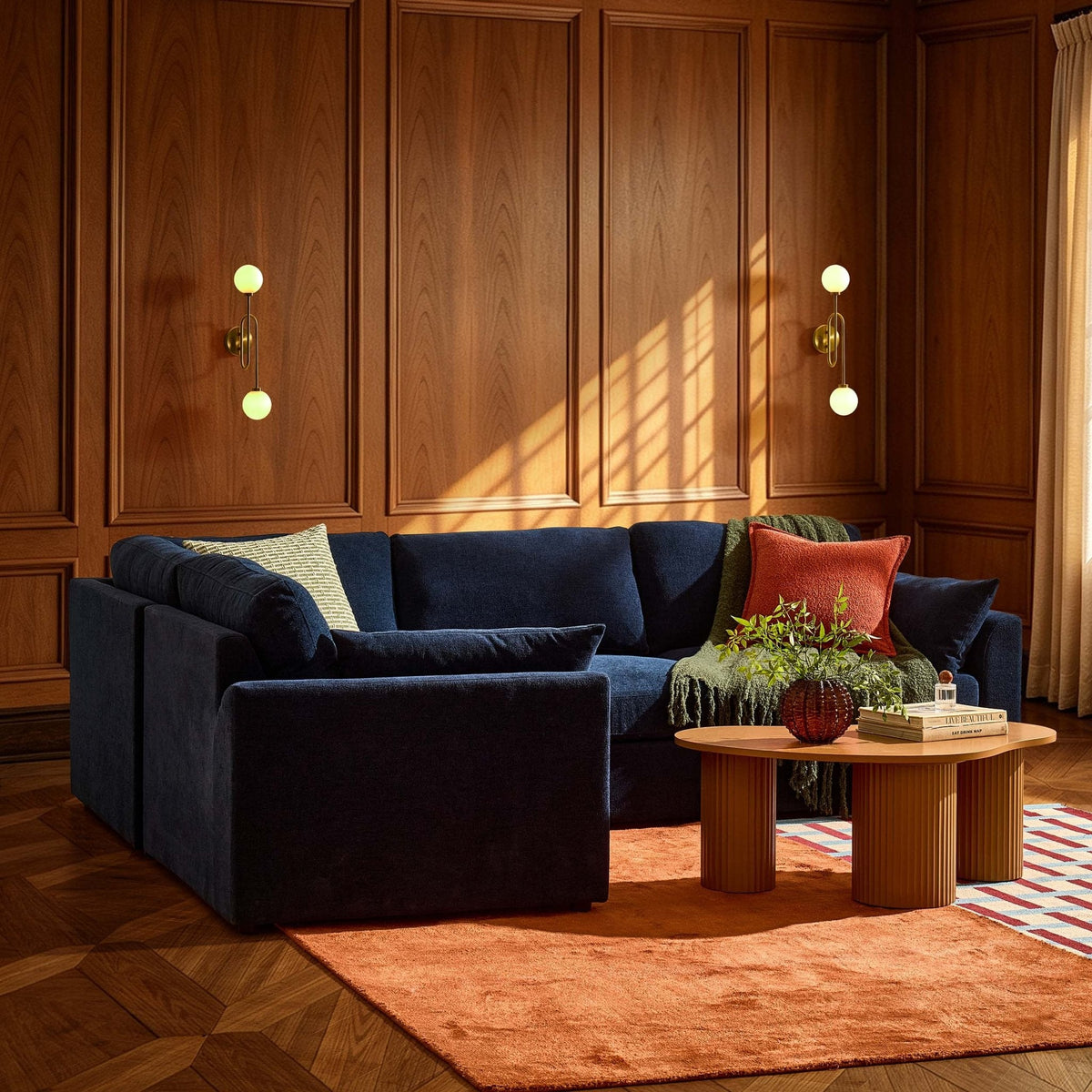 Dusklia - Miami Left Hand Small L-Shape Sofa - Chenille Navy