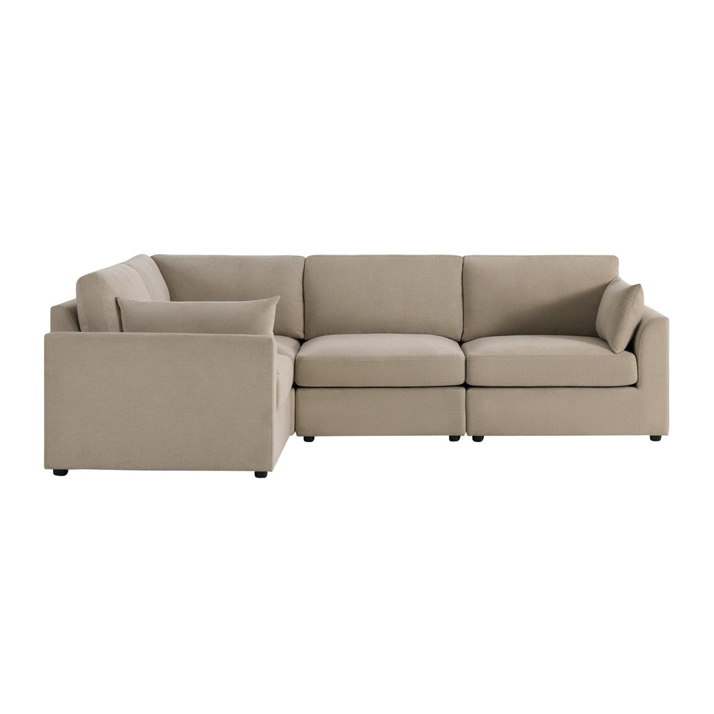 Dusklia - Miami Left Hand Small L-Shape Sofa - Chenille Oatmeal