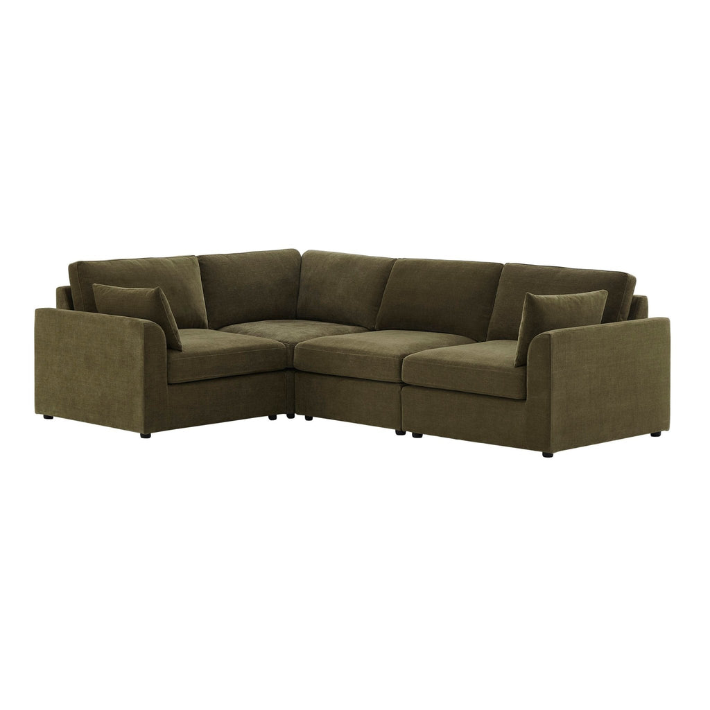 Dusklia - Miami Left Hand Small L-Shape Sofa - Chenille Olive