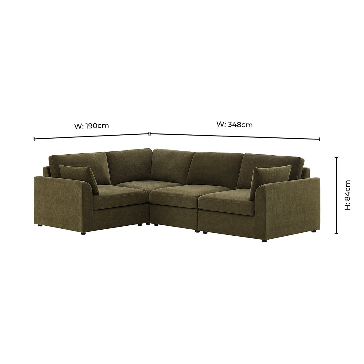 Dusklia - Miami Left Hand Small L-Shape Sofa - Chenille Olive