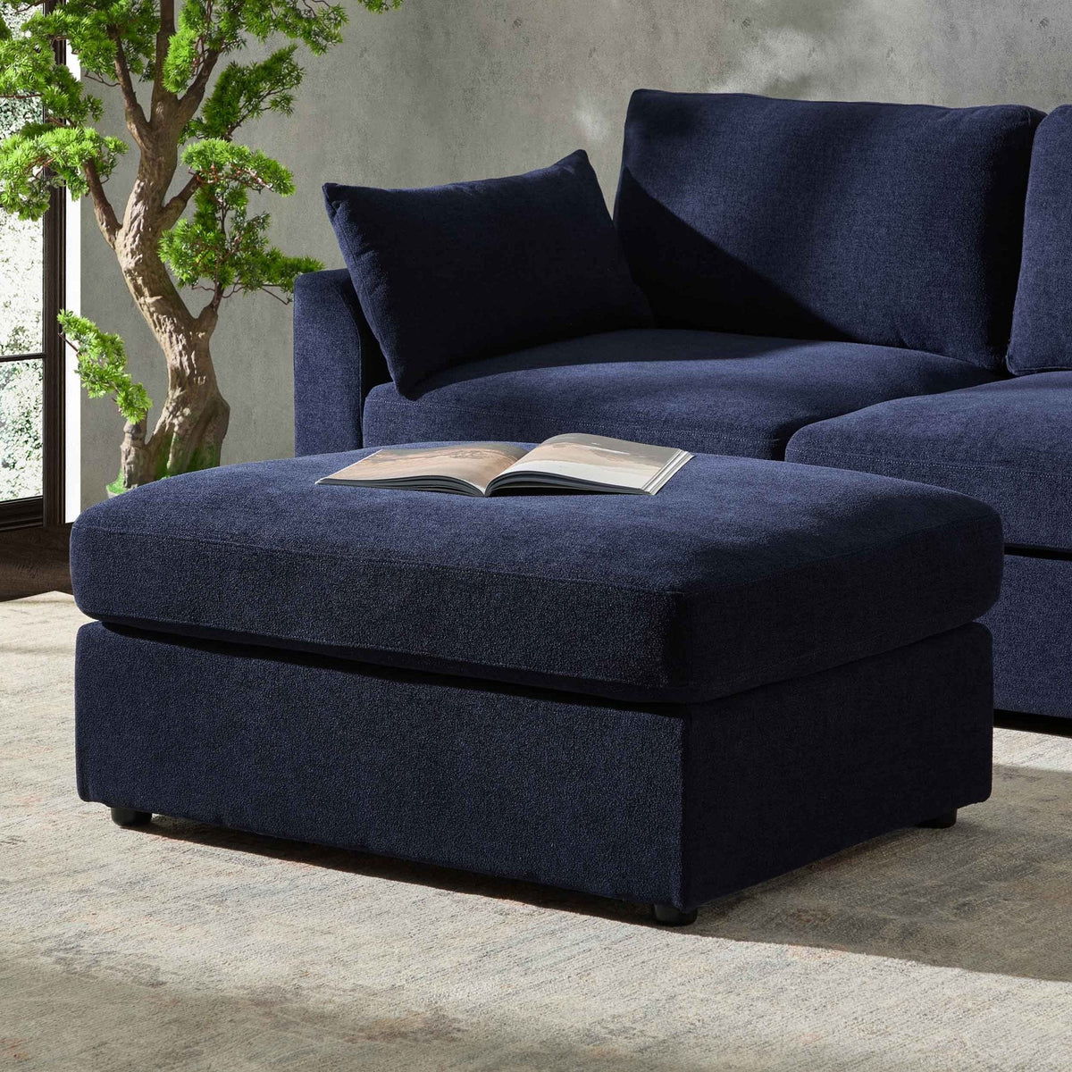 Dusklia - Miami Pouffe - Chenille Navy