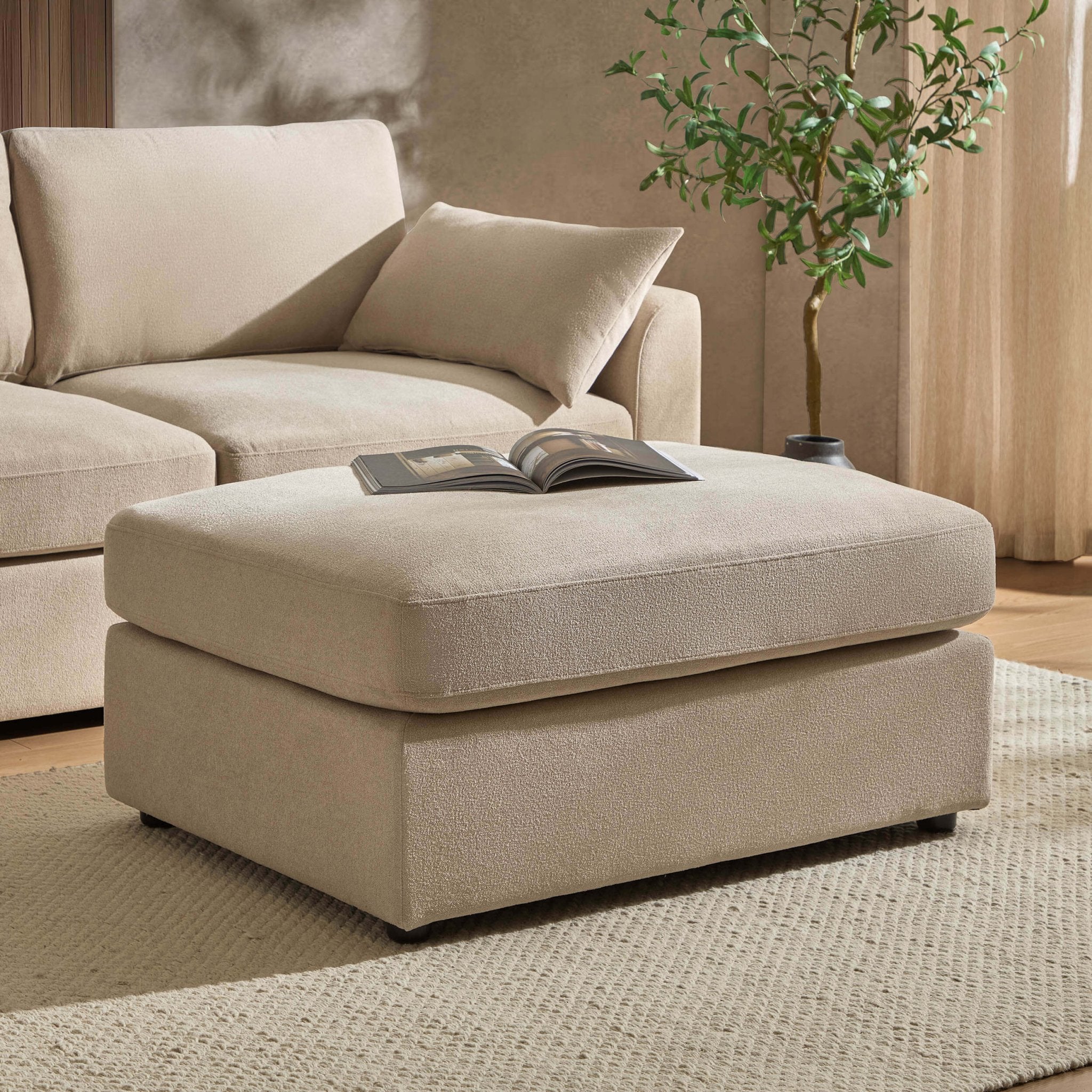 Dusklia - Miami Pouffe - Chenille Oatmeal