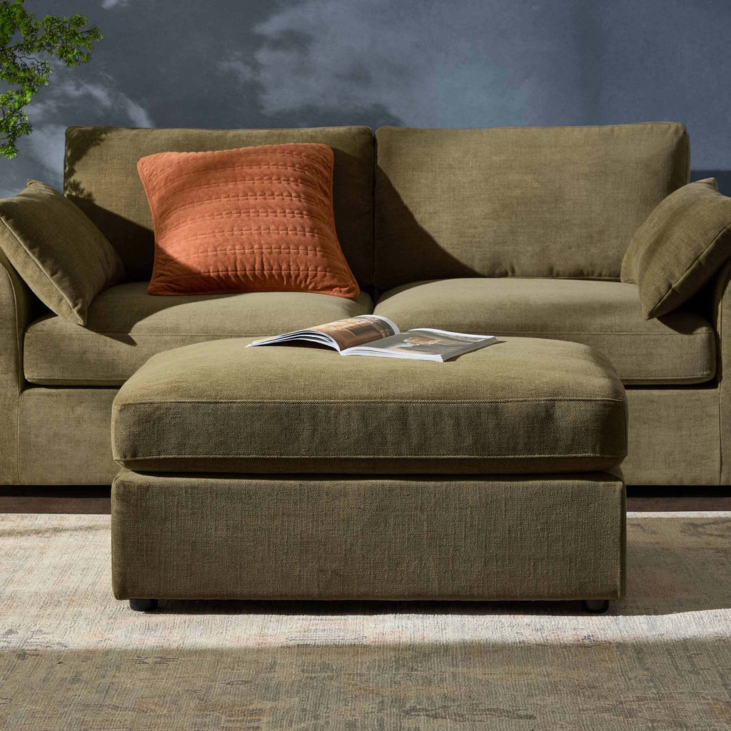 Dusklia - Miami Pouffe - Chenille Olive