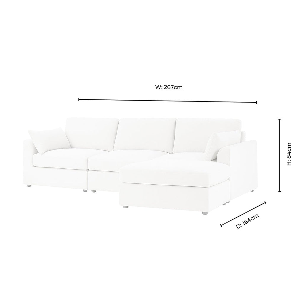 Dusklia - Miami Right Hand Chaise Sofa - Chenille Oatmeal