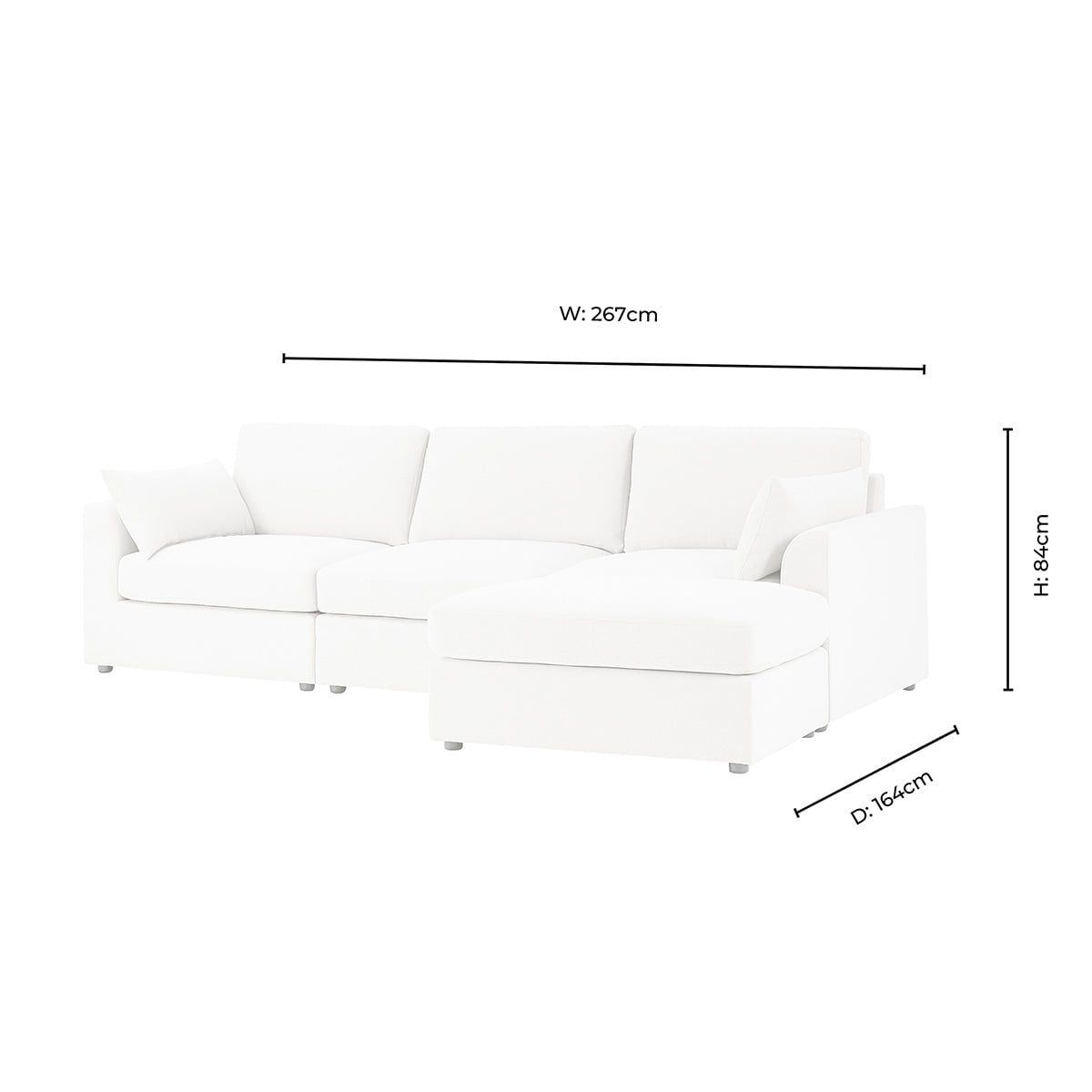 Dusklia - Miami Right Hand Chaise Sofa - Chenille Navy