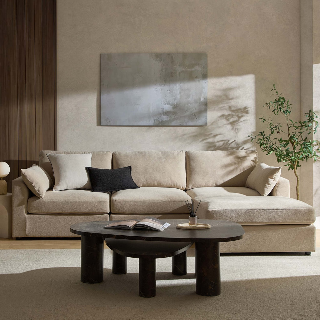 Dusklia - Miami Right Hand Chaise Sofa - Chenille Oatmeal