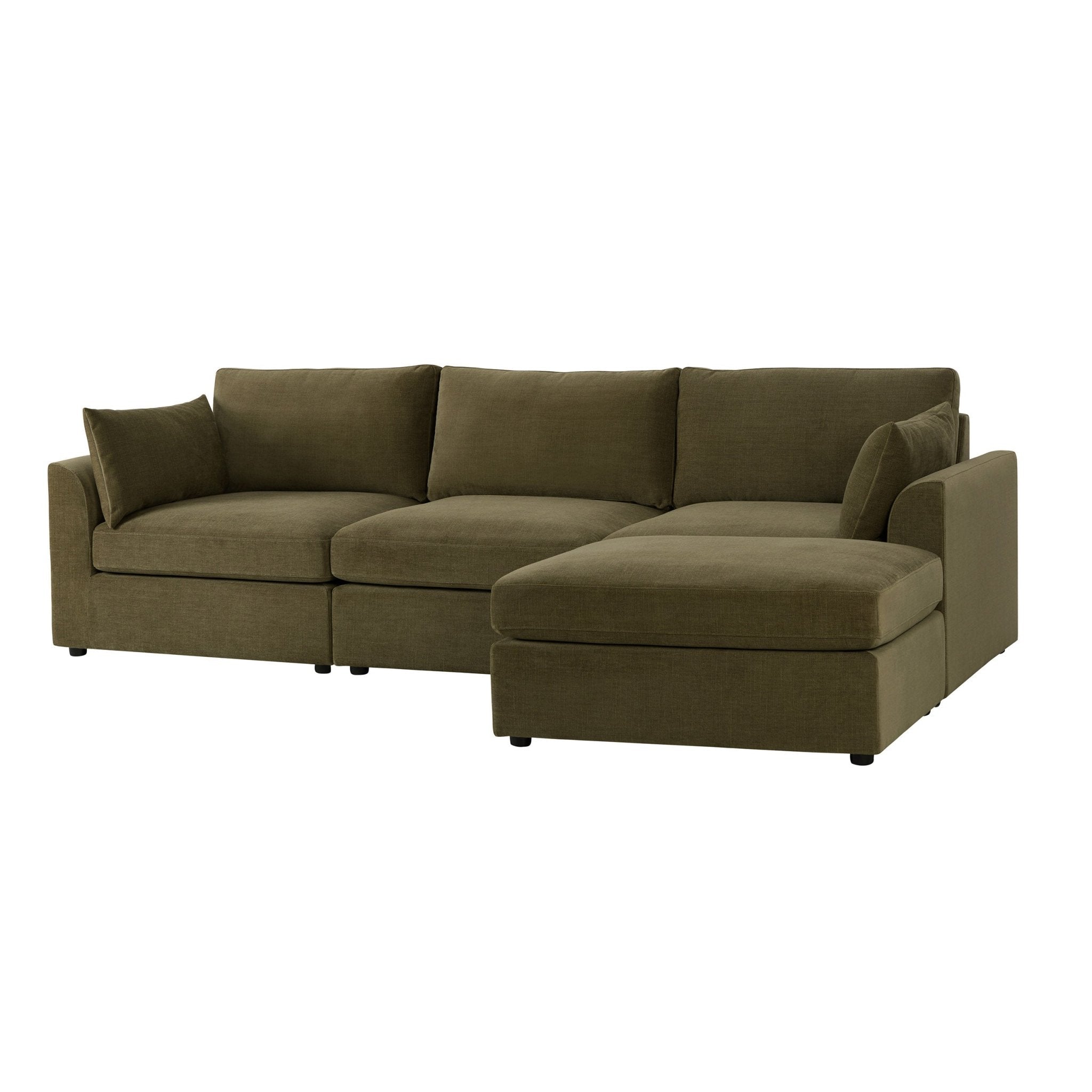 Dusklia - Miami Right Hand Chaise Sofa - Chenille Olive