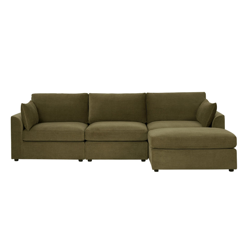 Dusklia - Miami Right Hand Chaise Sofa - Chenille Olive