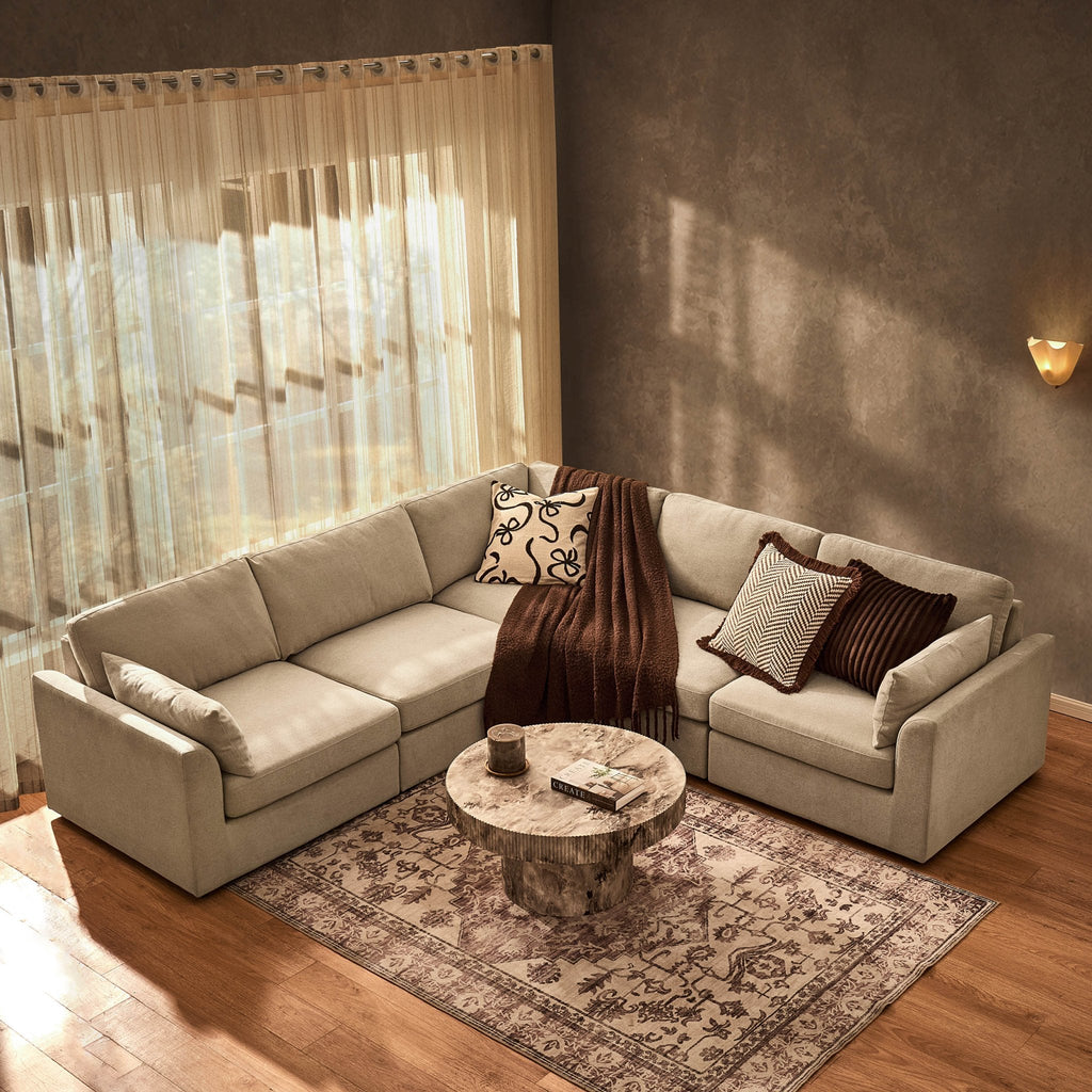 Dusklia - Miami Right Hand Corner Sofa - Chenille Oatmeal