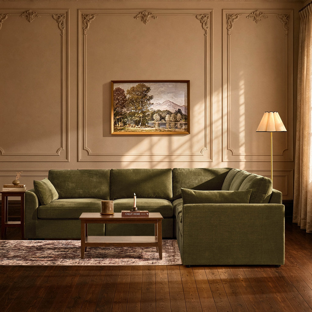 Dusklia - Miami Right Hand Corner Sofa - Chenille Olive
