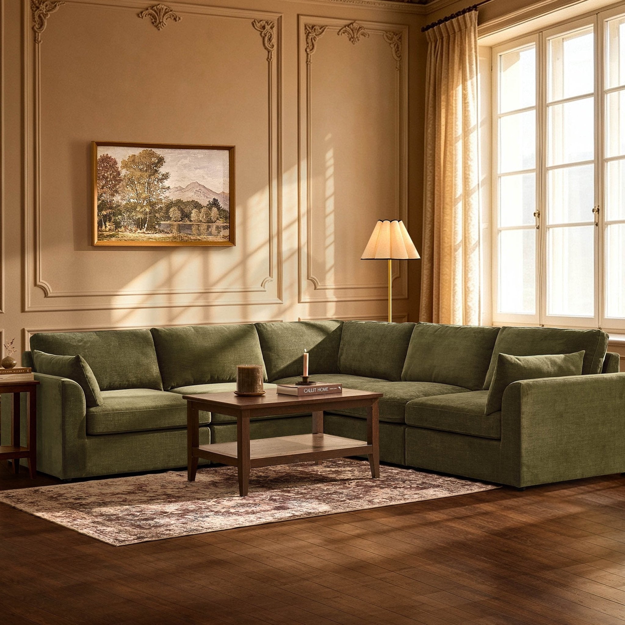 Dusklia - Miami Right Hand Corner Sofa - Chenille Olive