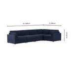 Dusklia - Miami Right Hand Large L-Shape Sofa  - Chenille Navy