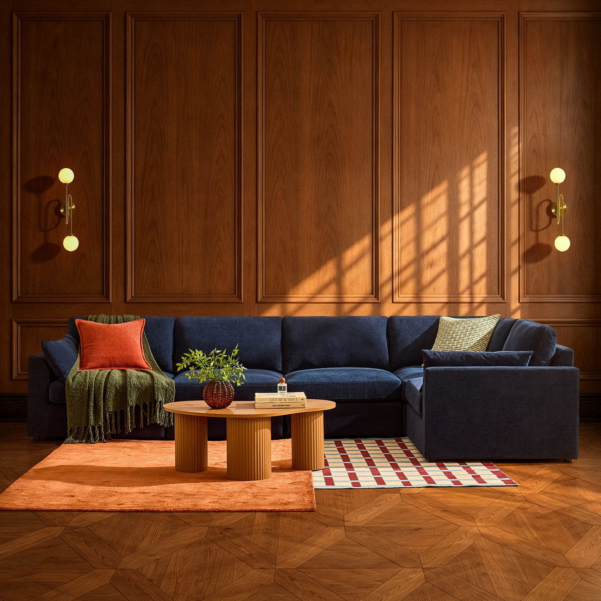 Dusklia - Miami Right Hand Large L-Shape Sofa  - Chenille Navy