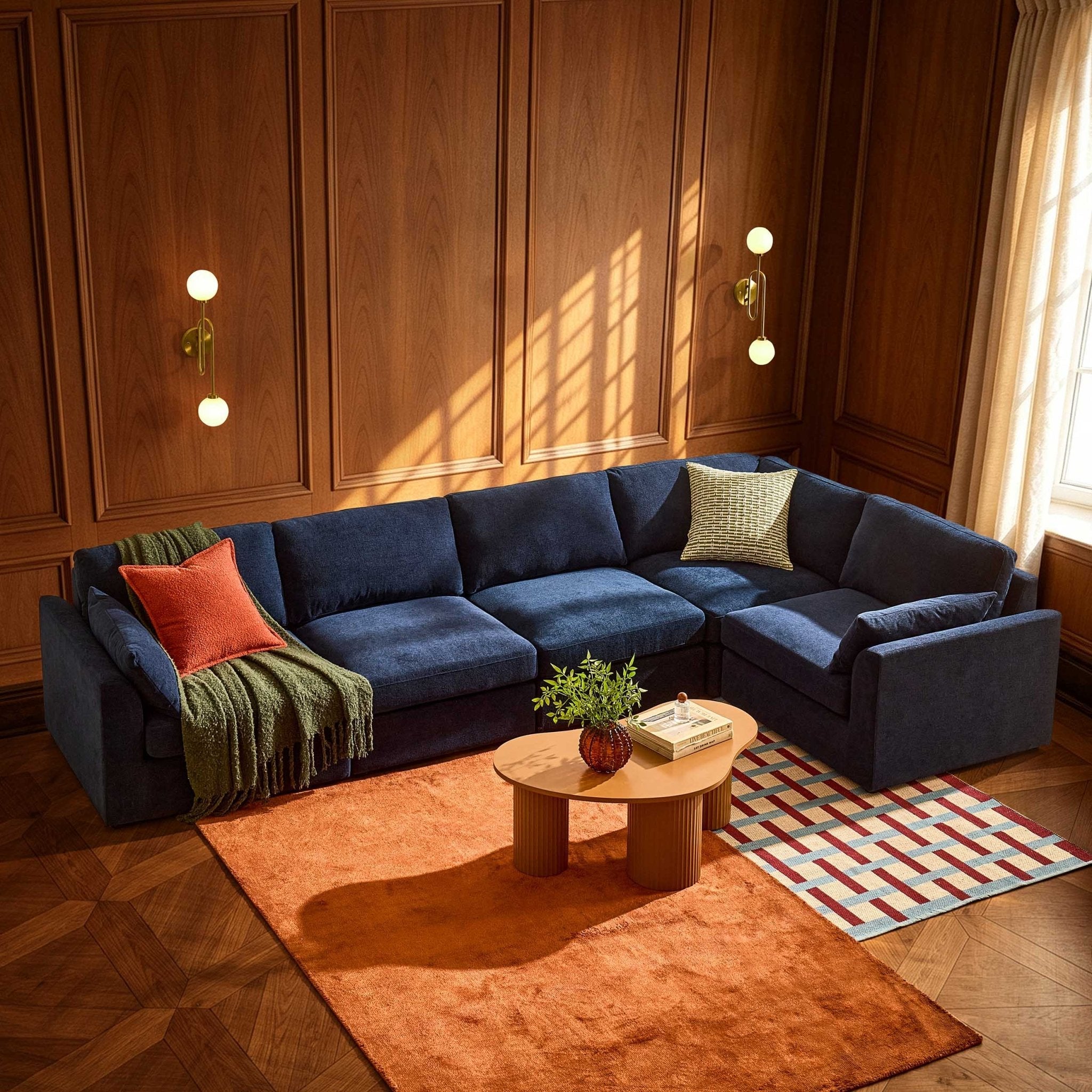 Dusklia - Miami Right Hand Large L-Shape Sofa  - Chenille Navy