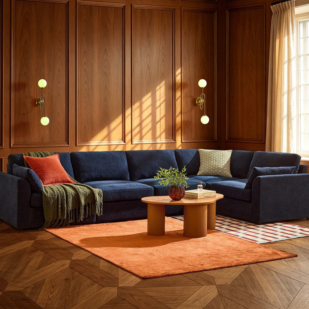 Dusklia - Miami Right Hand Large L-Shape Sofa  - Chenille Navy