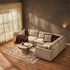 Dusklia - Miami Right Hand Large L-Shape Sofa - Chenille Oatmeal