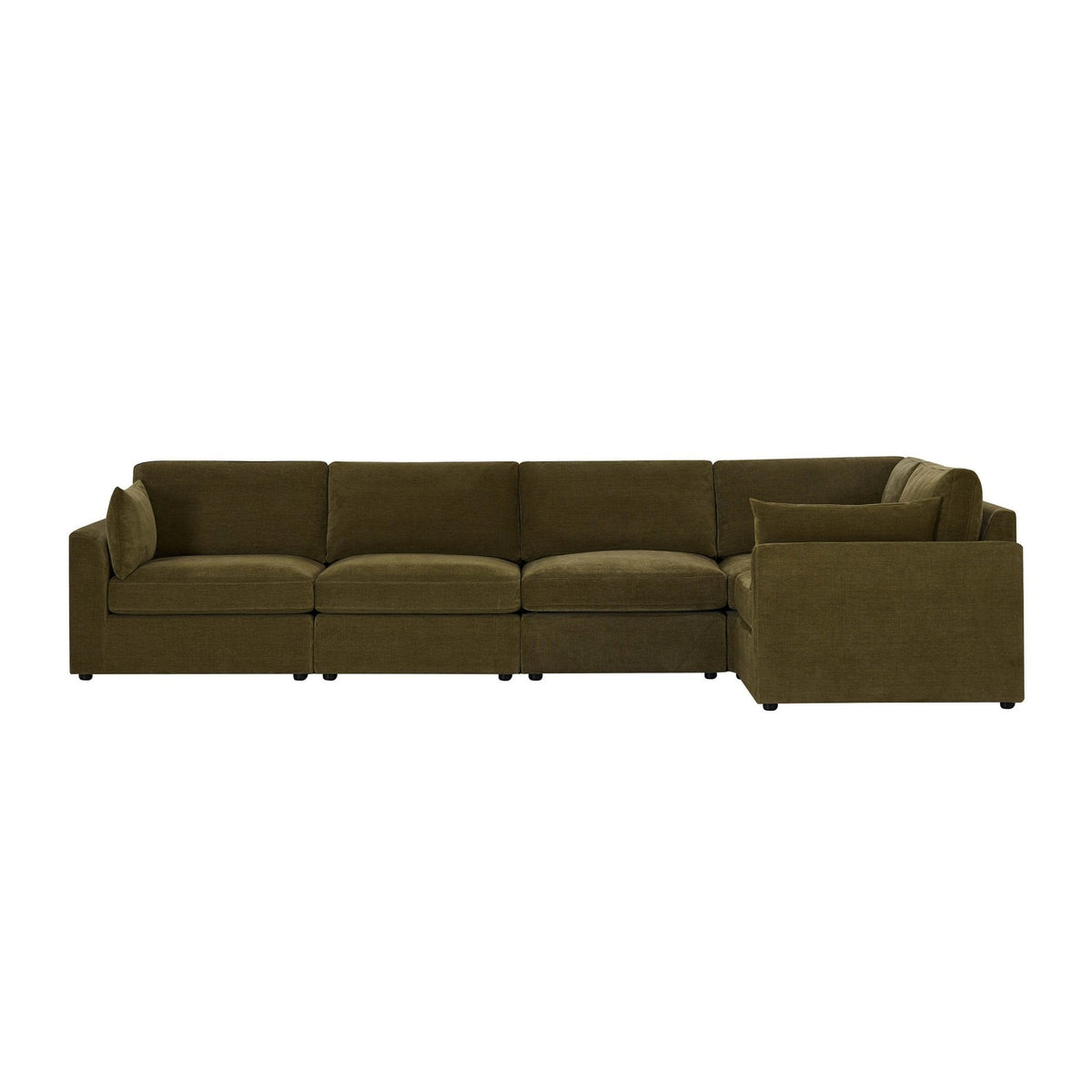 Dusklia - Miami Right Hand Large L-Shape Sofa - Chenille Olive