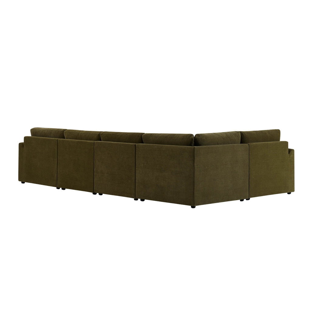 Dusklia - Miami Right Hand Large L-Shape Sofa - Chenille Olive