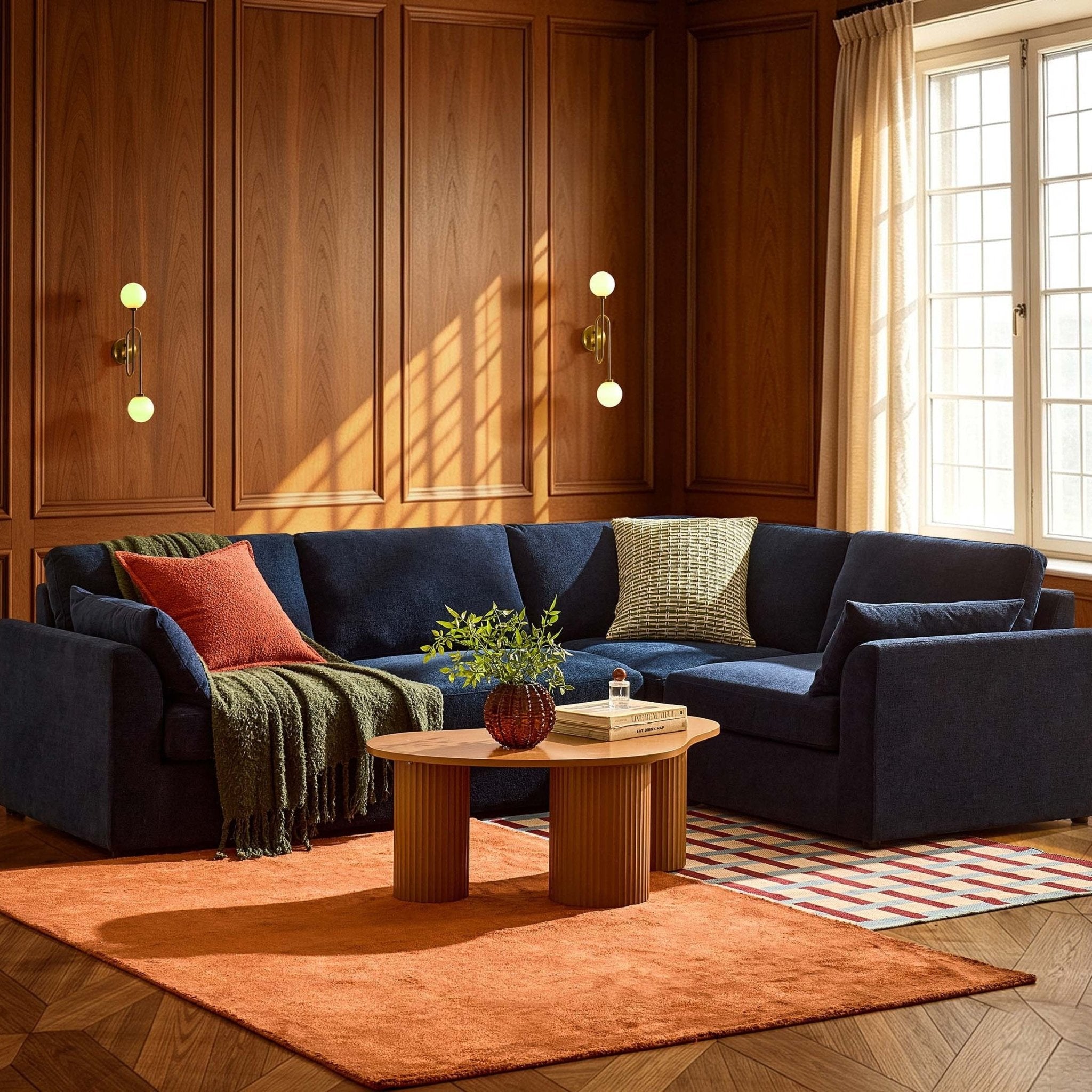 Dusklia - Miami Right Hand Small L-Shape Sofa - Chenille Navy
