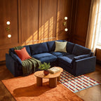 Dusklia - Miami Right Hand Small L-Shape Sofa - Chenille Navy