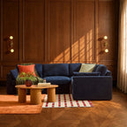 Dusklia - Miami Right Hand Small L-Shape Sofa - Chenille Navy