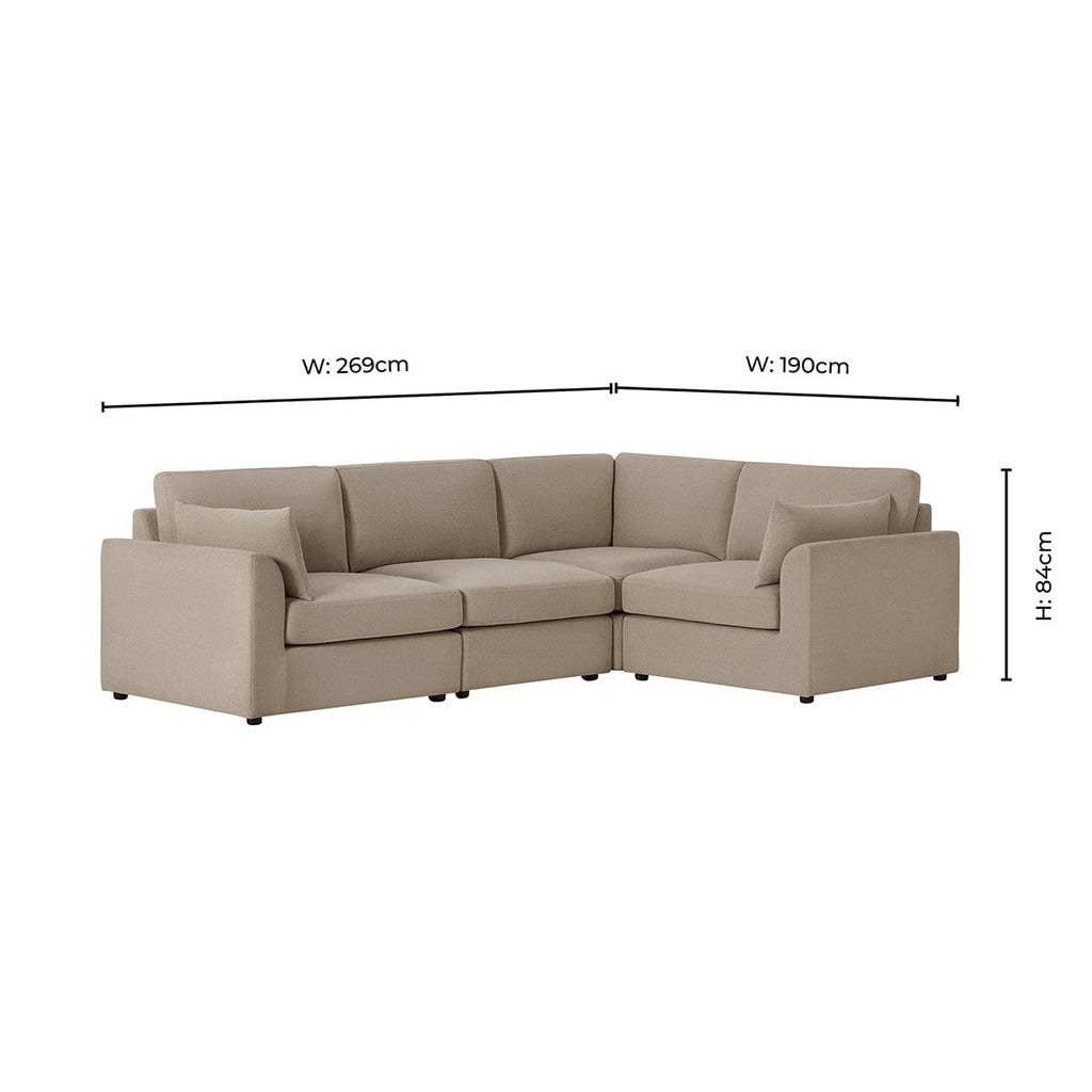 Dusklia - Miami Right Hand Small L-Shape Sofa - Chenille Oatmeal